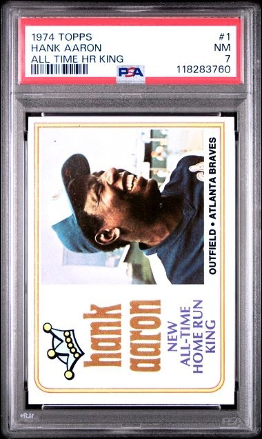 1974 Topps #1 HANK AARON All Time HR King PSA 7 NM