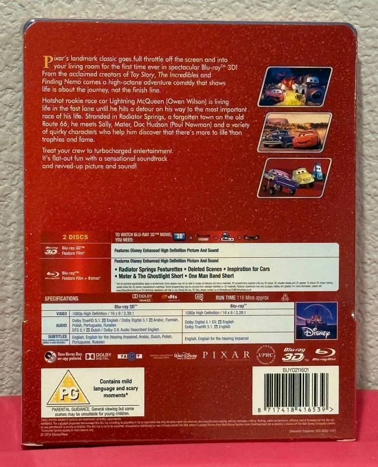 Disney Pixar Cars Zavvi UK Region B Blu-ray Steelbook New Sealed - Image 2 of 4