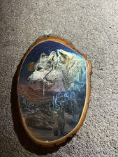 Vintage Wolf Wood Plaque Arizona