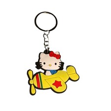Llavero de goma Hello Kitty Flying Plane NUEVO sin etiquetas