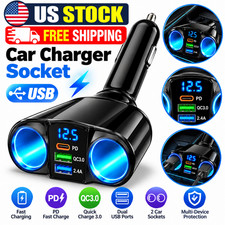 Dual USB Car Cigarette Lighter Socket Splitter Power Adapter Charger Outlet 12V