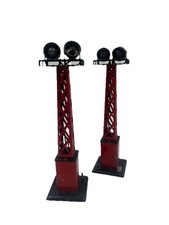 MARX TRAINS O SCALE VINTAGE RED SEARCHLIGHT TOWER X 2 Lights