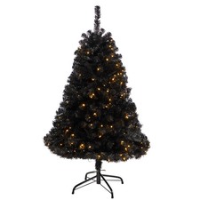 Nearly Natural 4-ft Black Artificial Christmas Tree with 170 Clear LED Lights