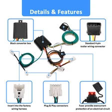 for Nissan Murano 2015-2022 2023 2024 , 4 Pin Trailer Tow Hitch Wiring Harness