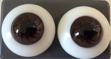25mm Dark Brown Glass Round Paperweight  Hand  Doll Eyes From England -Iris 14mm