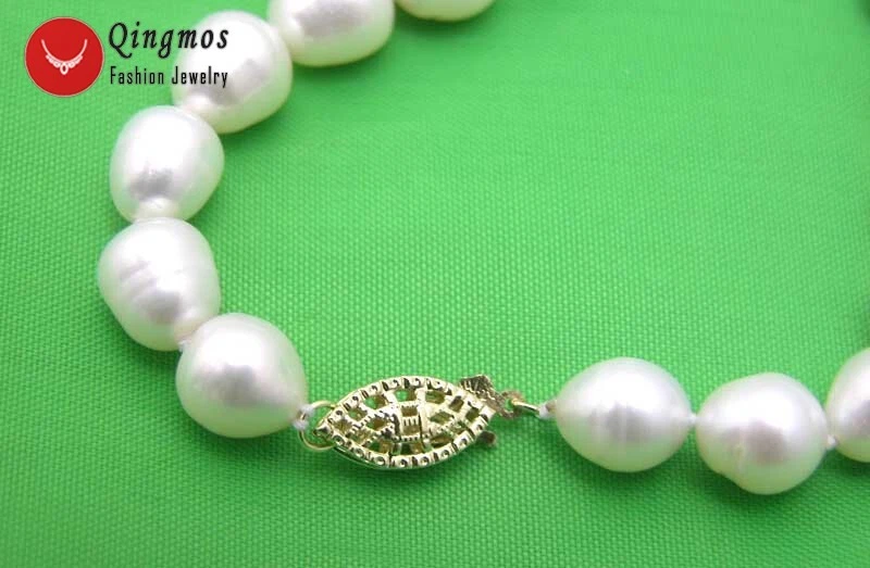 Collar de perlas blancas naturales de agua dulce de arroz de 5-6 mm para mujer gargantillas de 17" joyería Foto 3 de 3