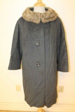 Womens Surrela Vintage Grey Faux Suede/ Silver Fur Collar Coat/jacket Sz 2xl