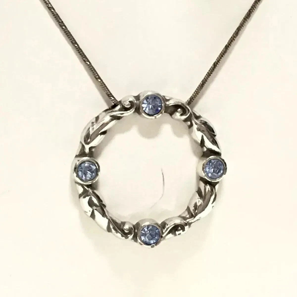 Brighton Blue Rhinestones Necklace Gateway Slider Pendant Birthstone Jewelry