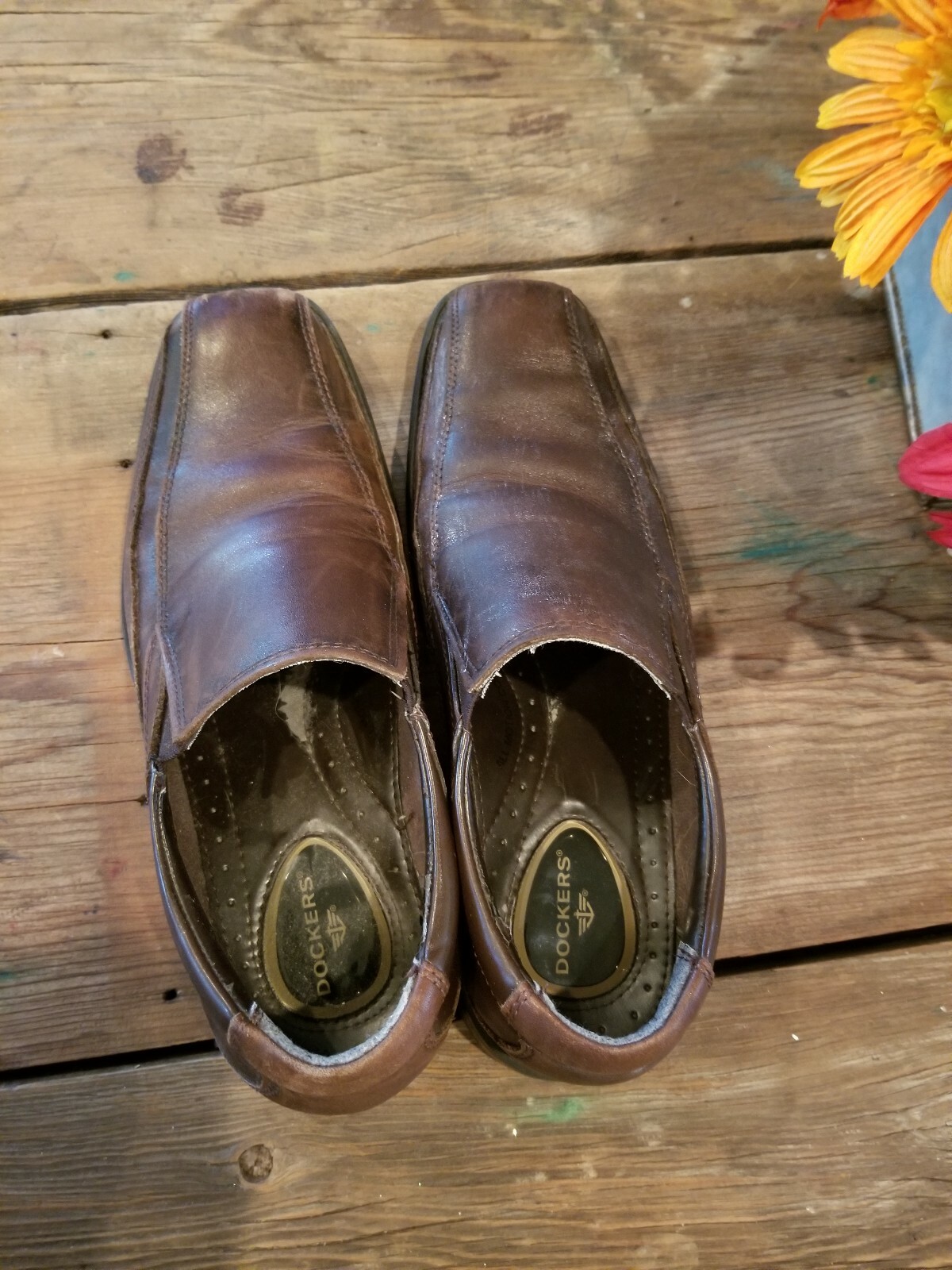 SAOLA Dockers scarpe uomo slip on Oxford eleganti classiche marroni usate taglia 8 5M