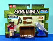 2024 Minecraft Figure 2-Pack: SAILOR ZURI and DOLPHIN w: Boat, Rod, Pufferfish 