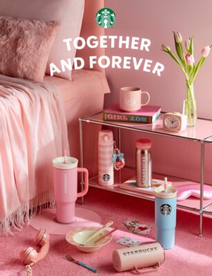 STARBUCKS Korea 2025 Valentine's Day Dear Love Tank Pink Handle