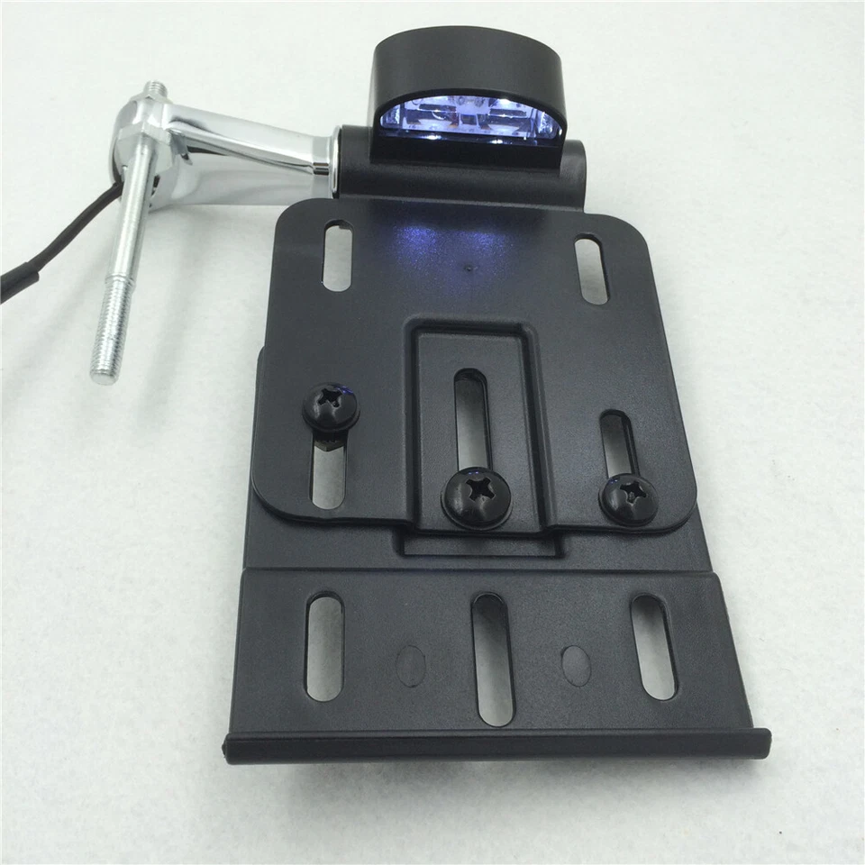LED Light Side Mount License Plate For Harley Sportster Dyna Fat boy 2004-UP - Изображение 3 из 4