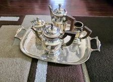 5-Piece French Silver Tea / Coffee Set French Art Deco Style including Tray