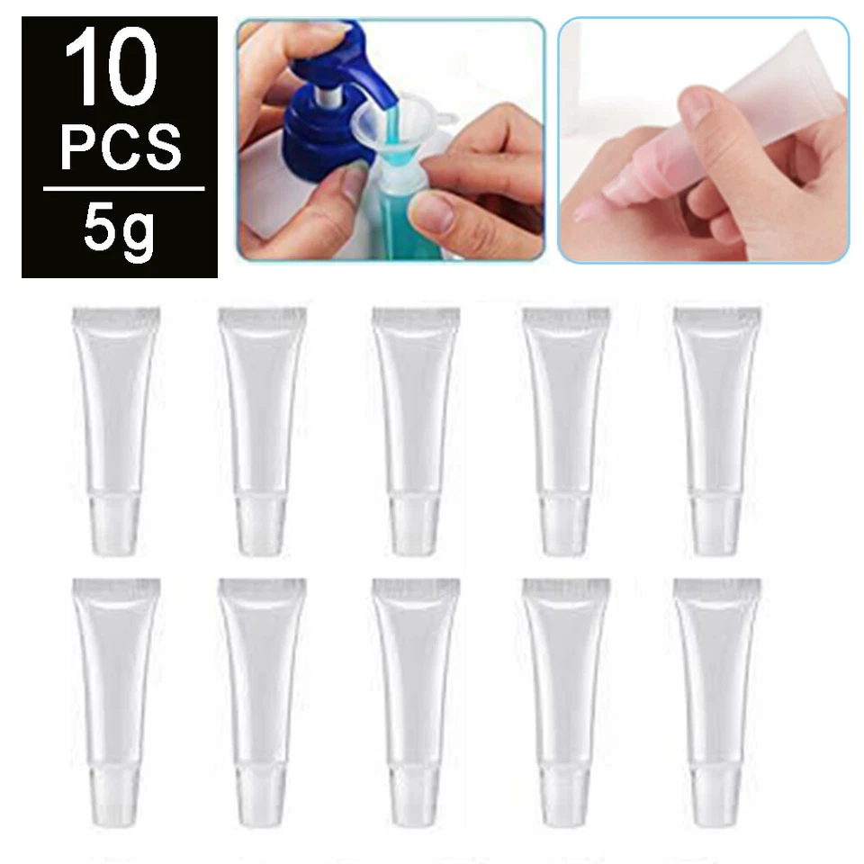 10x 5/10 ML Mini-Transparente, Nachfüllbare Leere Tuben Für Lipgloss, Balsam - Bild 2 von 4