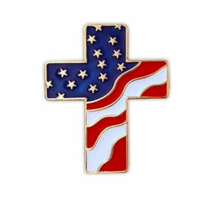 Armor of God Religious Christian American Flag inside a Cross Lapel Pin