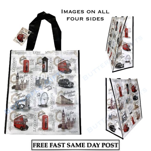 Large Reusable Womens Ladies Shopping Tote Bag London Icons Souvenir Shopper - Picture 20 of 23