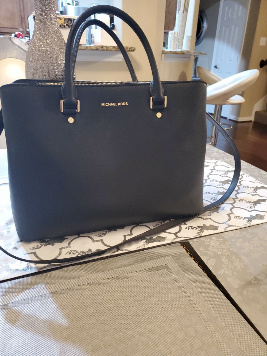 Large MICHAEL KORS saffiano leather tote bag-Black | eBay
