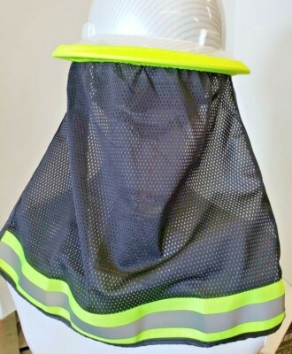 FX SAFETY HARD HAT NECK SHIELD HELMET SUN SHADE HI VIS REFLECTIVE STRIPE