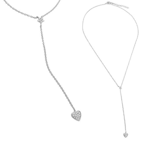 Sterling Silver Drop Necklace w/ CZ 