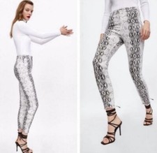 Zara Woman High Waist Snake Print Jeans Gray Size 4