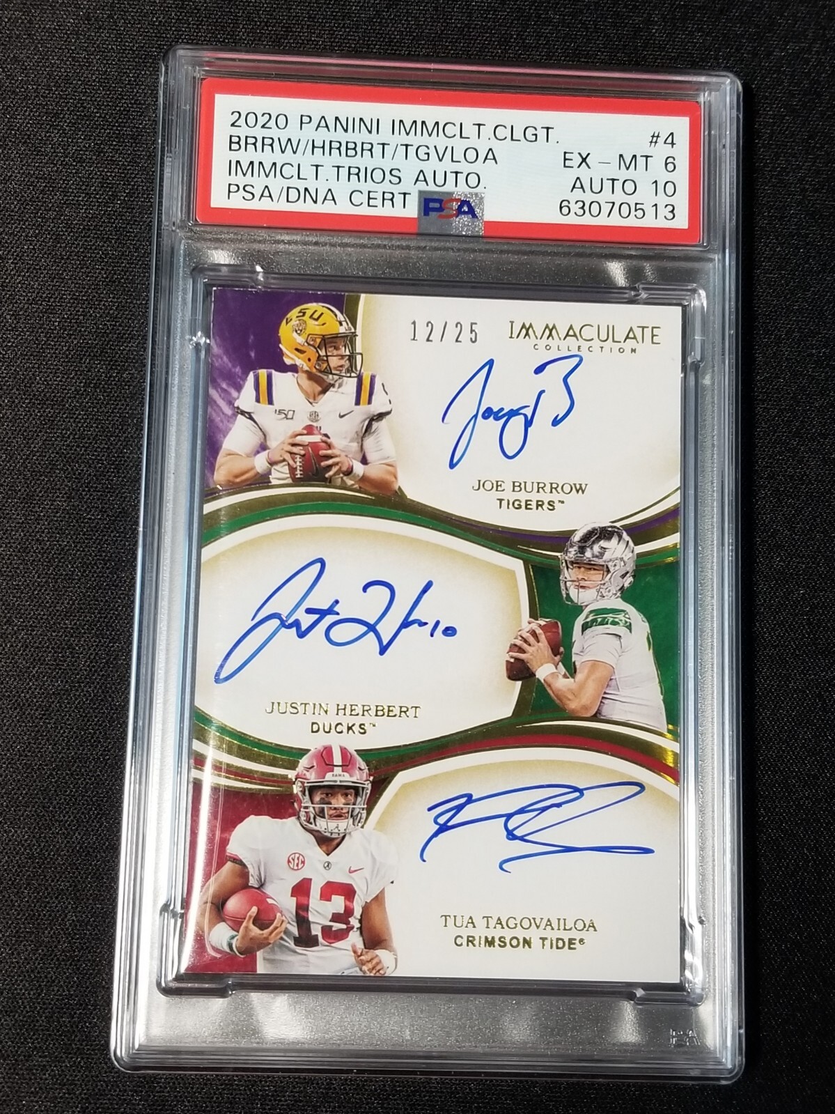 Justin Herbert Panini Immaculate Collegiate Immaculate Gloves #4 Base