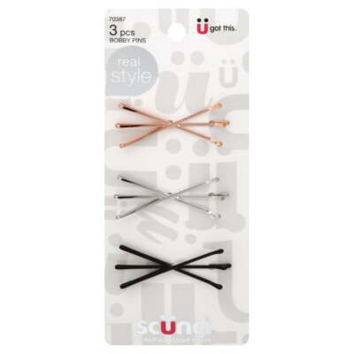 Scunci Real Style Criss-Cross Metal Bobby Pins, Assorted 