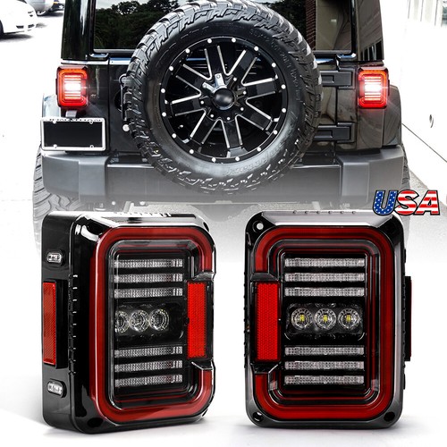 For Jeep JK JKU 07-17 Pair Led Tail Light Reverse Brake Turn Signal 5D Stop Lamp - Picture 1 of 12