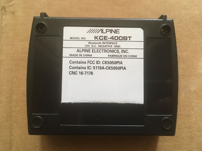 Alpine KCE-400BT Bluetooth® Adapter Add hands-free calling Alpine KCE-400BT Bluetooth® Adapter Add hands-free calling