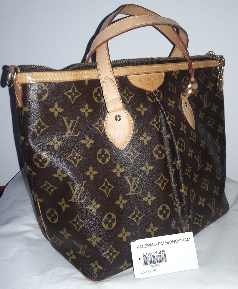 ルイ・ヴィトン M40145 AUTHENTIC LOUIS VUITTON PALERMO PM MONOGRAM SATCHEL BAG
