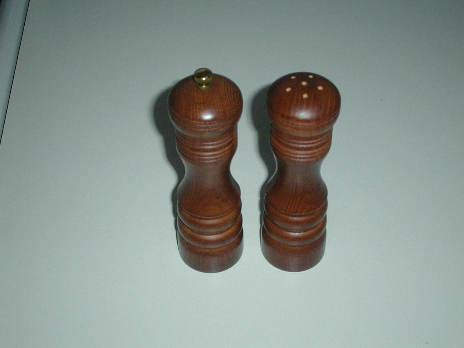 Vintage Najico Japan Wood Pepper Mill Grinder 6 1/2" & Salt Shaker 6" Tall