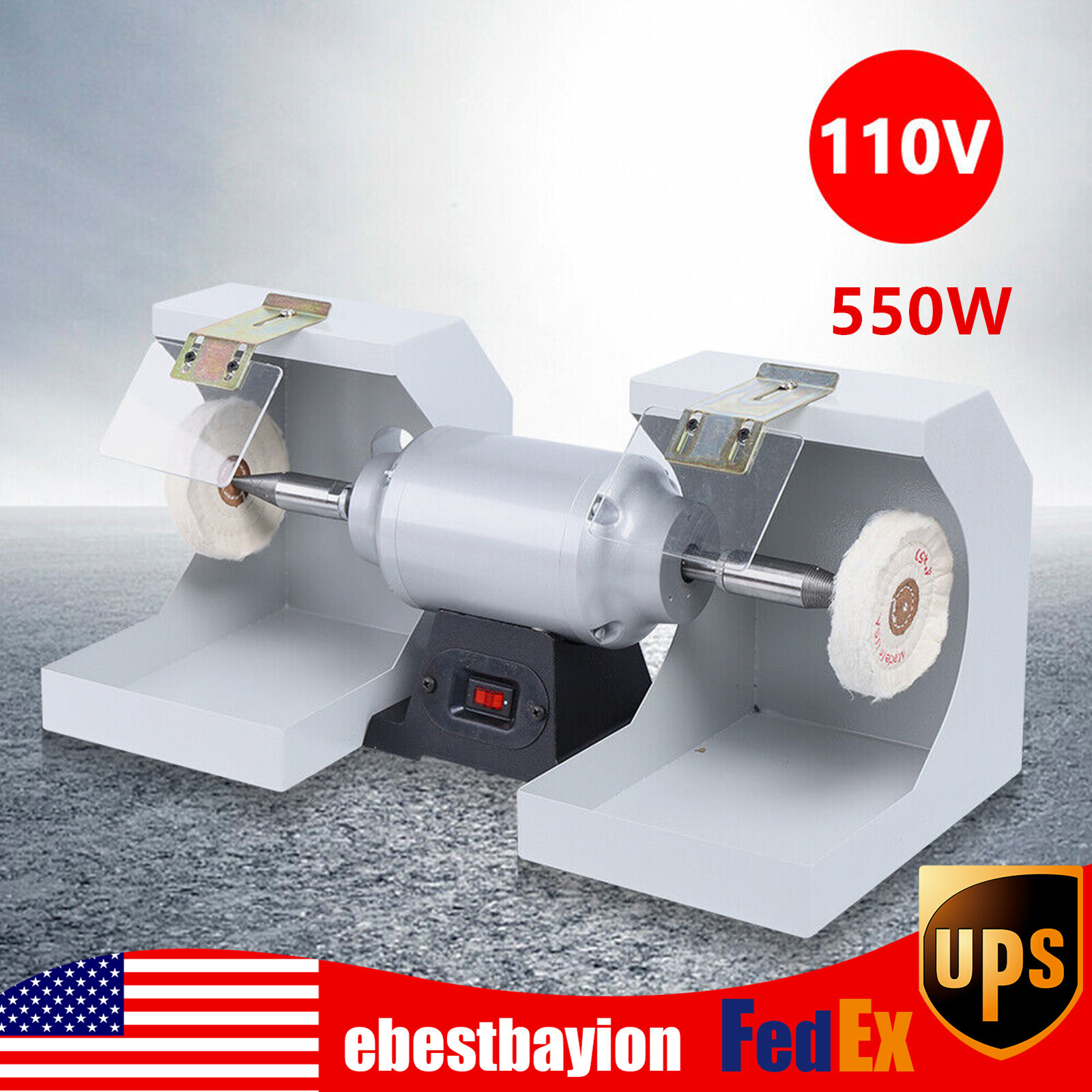 Jewelry Polisher Polishing Machine Dental Lab Lathe Bench Buffing Grinder 550W