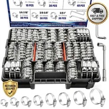 200pcs Hose Clamp Assortment 304 Stainless Steel Hose Clamp Kitadjustable 1.