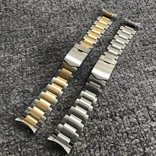 22mm Half Gold Solid Curved End 316L Steel Watch Band For Tudor Black Bay