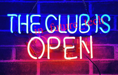 14'' The Club is Open Acrylic Neon Sign Light Lamp Visual Store Shop Bar Wall QL