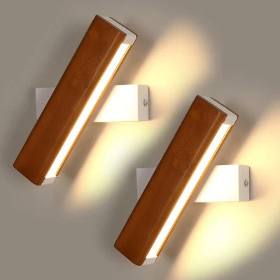 2stk LED Wandleuchte Drehbarer Warmweiß Holz Wandlampe Wandbeleuchtung Flurlampe - Bild 1 von 4
