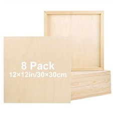 8 Pack 12x12 Inch Unfinished Wooden Panels,Ideal for Acrylic, Oil Painting DIY