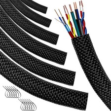 Car High Temperature Braided Wire Loom Black Split-Sleeve Heat Resistant Cover