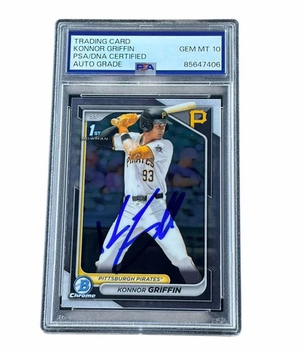 Konnor Griffin Signed Card 1st Bowman Chrome Auto Pittsburg Pirates PSA 10