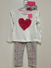 New Isaac Mizrahi Girls 3D Heart Top Shirt Pants Hair Scrunchie Set 4 Yr NWT