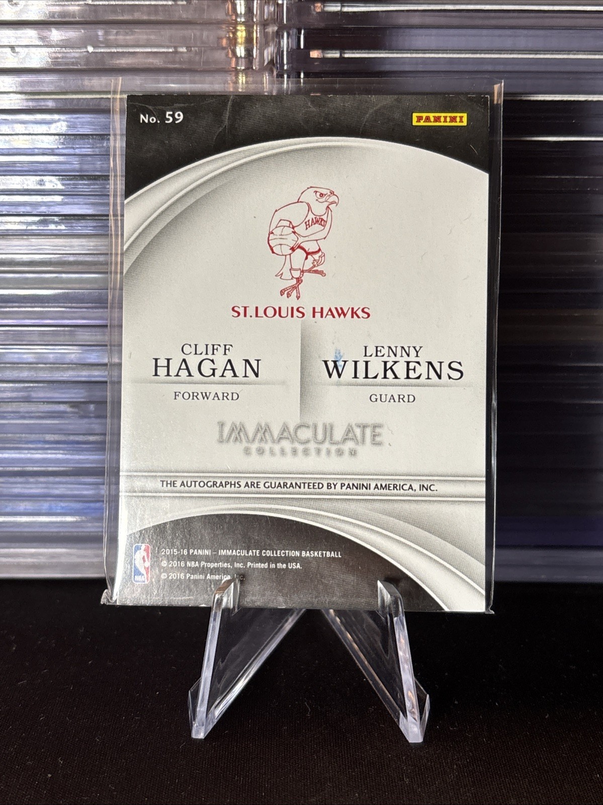2015-16 Panini Immaculate Cliff Hagan Lenny Wilkens  Dual /49 #59 AUTO HOF view 2