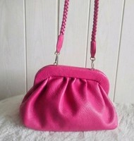 Oliver Bonas Pink Ruched Clutch Crossbody Bag BNWT Small Faux Leather Kiss Lock