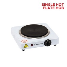 Electric Hot Plate with Single Ring 1000W - White Tabletop Hob