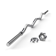 47" EZ Curl Bar Weight Lifting Bar, for Hip Thrusts/Squats/Lunges, 1" Weight ...