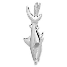 Sterling Silver Rhod-plated Polished 3D Hammerhead Shark Pendant
