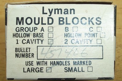 LYMAN 457406 SINGLE CAVITY .45 CALIBER 475 GRAIN MOULD UNUSED IN ORIGINAL WRAP