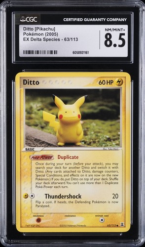 2005 POKEMON EX DELTA SPECIES #63 DITTO [PIKACHU] CGC 8.5