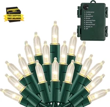 Battery Operated Christmas Lights, 50 LED 16FT Waterproof String Christmas Tree