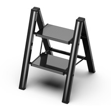 GameGem 2 Step Ladder, Folding Step Stool with Wider Pedal, Anti-Slip Feet N...
