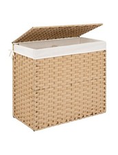 Large 130L Handwoven Wicker Laundry Hamper with Lid  Washable Liner