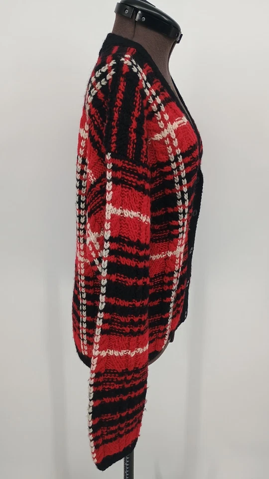 Cárdigan suéter de lana vintage Brooks Brothers rojo negro blanco para mujer talla XS Foto 3 de 4